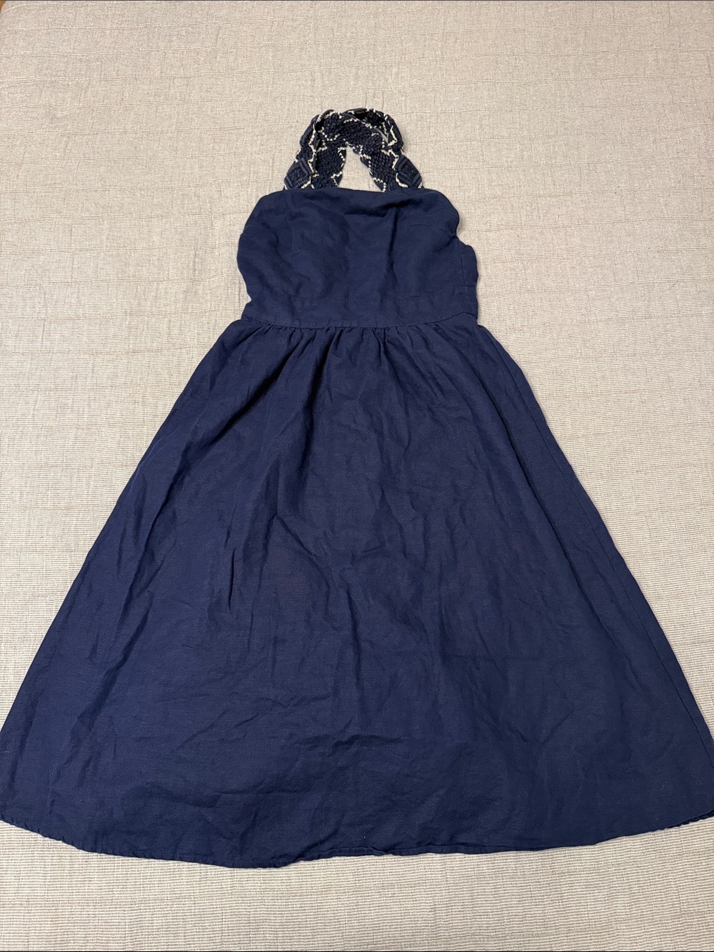 Sezane Navy Midi Dress with Open Back